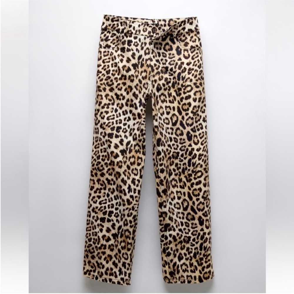 Zara Leopard Cheetah Print Straight Pants